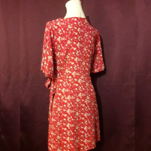 Sanctuary Pink Faux Wrap Floral Print Flutter Sleeve Boho Summer Dress Small - Picture 7 of 9